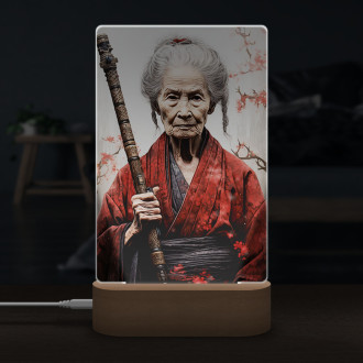 Lamp old woman samurai with sword