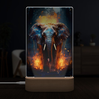 Lamp elephant in fire jungle