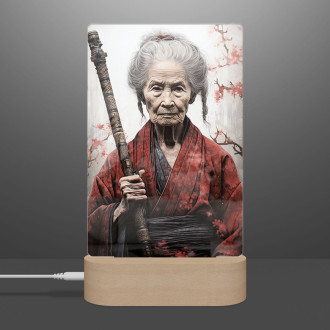 Lamp old woman samurai with sword