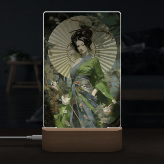 Lamp geisha with fan