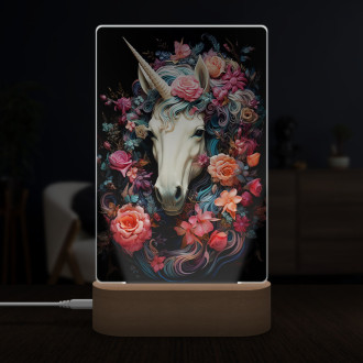 Lamp unicorn with flowers around