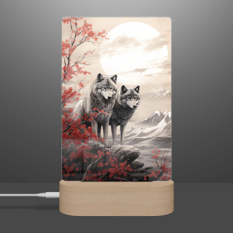 Lamp wolfs with a japanese sun