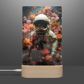 Lamp astronaut in floral space