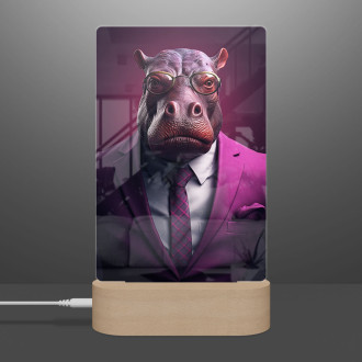 Lamp hippo in suit and tie