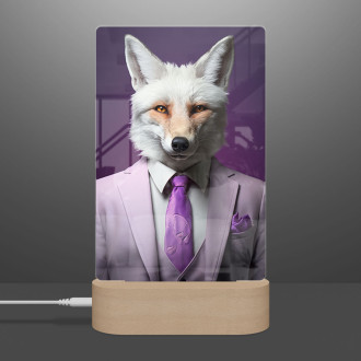 Lamp white fox in purple suit