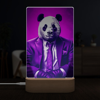 Lamp panda bear in purple suit and tie