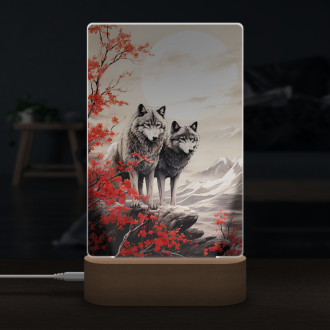 Lamp wolfs with a japanese sun
