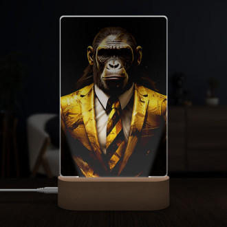 Lamp monkey in gold suit and tie