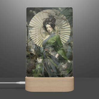 Lamp geisha with fan