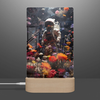 Lamp astronaut surrounded by flowers