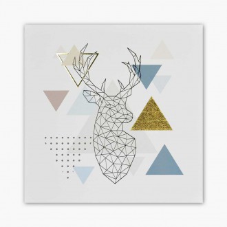 Abstract geometric silhouette of a deer 3D Real Gold Poster