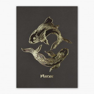 Sign of the Zodiac Pisces 3D Real Gold Poster