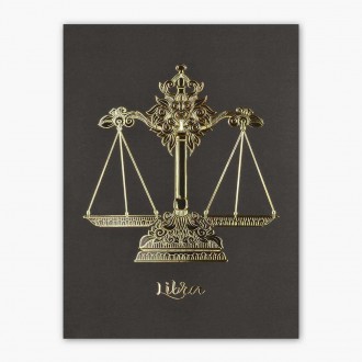 Sign of the Zodiac Libra 3D Real Gold Poster