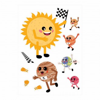 Children´s educational stickers Solar system Race