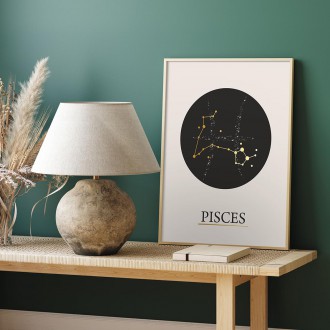 Pisces beige 3D Real Gold Poster