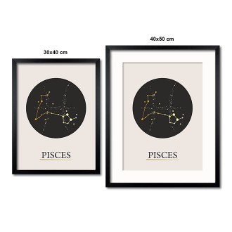 Pisces beige 3D Real Gold Poster