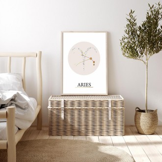 Aries white 3D Real Gold Poster