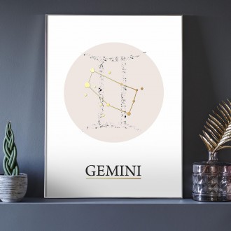 Gemini white 3D Real Gold Poster