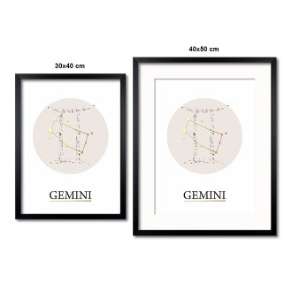 Gemini white 3D Real Gold Poster