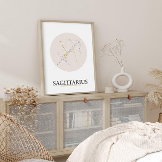 Sagittarius white 3D Real Gold Poster