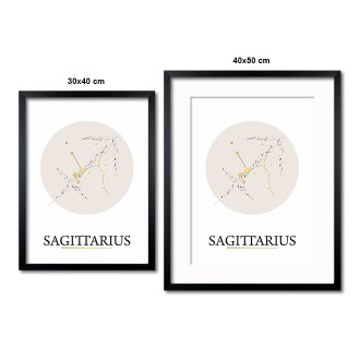 Sagittarius white 3D Real Gold Poster