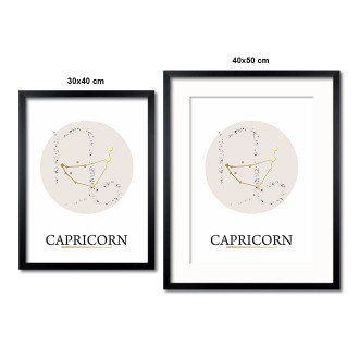 Capricorn white 3D Real Gold Poster