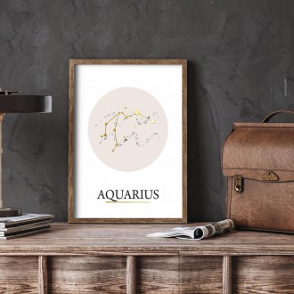 Aquarius white 3D Real Gold Poster