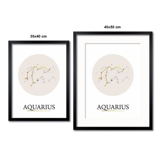 Aquarius white 3D Real Gold Poster
