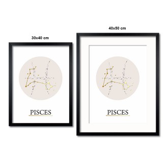 Pisces white 3D Real Gold Poster