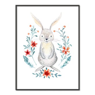 Hare in flowers kids Poster