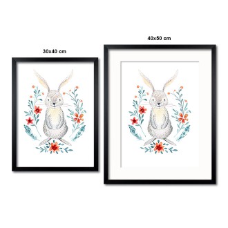 Hare in flowers kids Poster