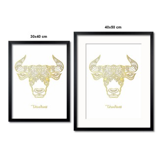 Sign of the Zodiac Taurus white 3D Real Gold Poster