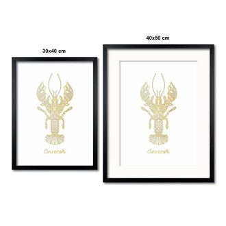 Sign of the Zodiac Cancer white 3D Real Gold Poster