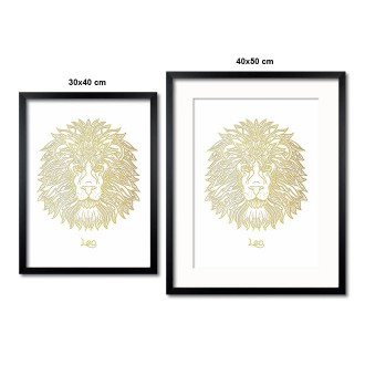 Sign of the Zodiac Leo white 3D Real Gold Poster