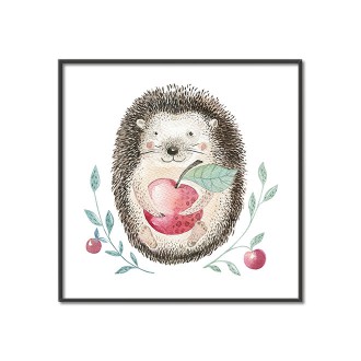 Hedgehog with an apple kids Poster