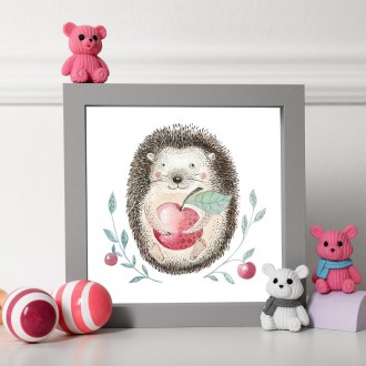 Hedgehog with an apple kids Poster