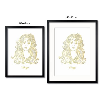 Sign of the Zodiac Virgo white 3D Real Gold Poster