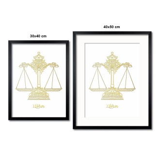 Sign of the Zodiac Libra white 3D Real Gold Poster
