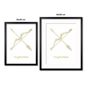 Sign of the Zodiac Sagittarius white 3D Real Gold Poster