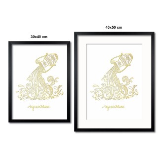 Sign of the Zodiac Aquarius white 3D Real Gold Poster