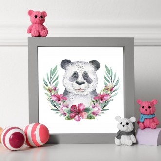 Panda in flowers kids Poster