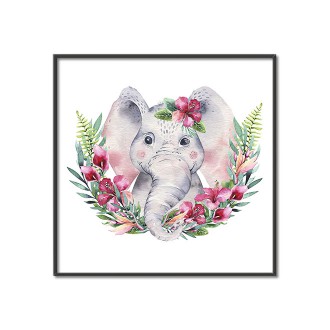 Baby elephants in flowers kids Poster