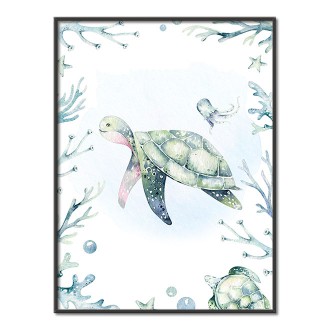 Turtle in the sea kids Poster