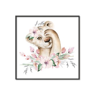 Lion cub in flowers kids Poster