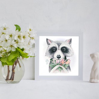 Raccoon with flowers kids Poster