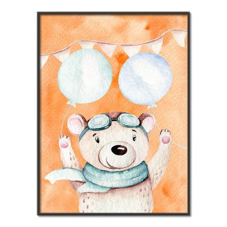Teddy bear with balloons kids Poster