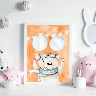 Teddy bear with balloons kids Poster