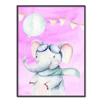 Elephant with balloon kids Poster