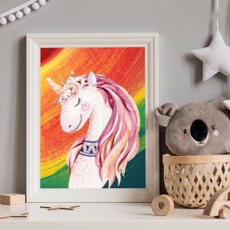 Unicorn and rainbow 2 kids Poster