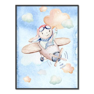 A boy and an airplane kids Poster